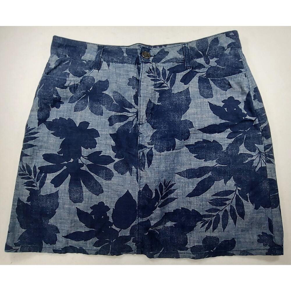 Womens Croft & Barrow Classic Fit Mini Skort Sz 12 Navy Floral Chinoiserie